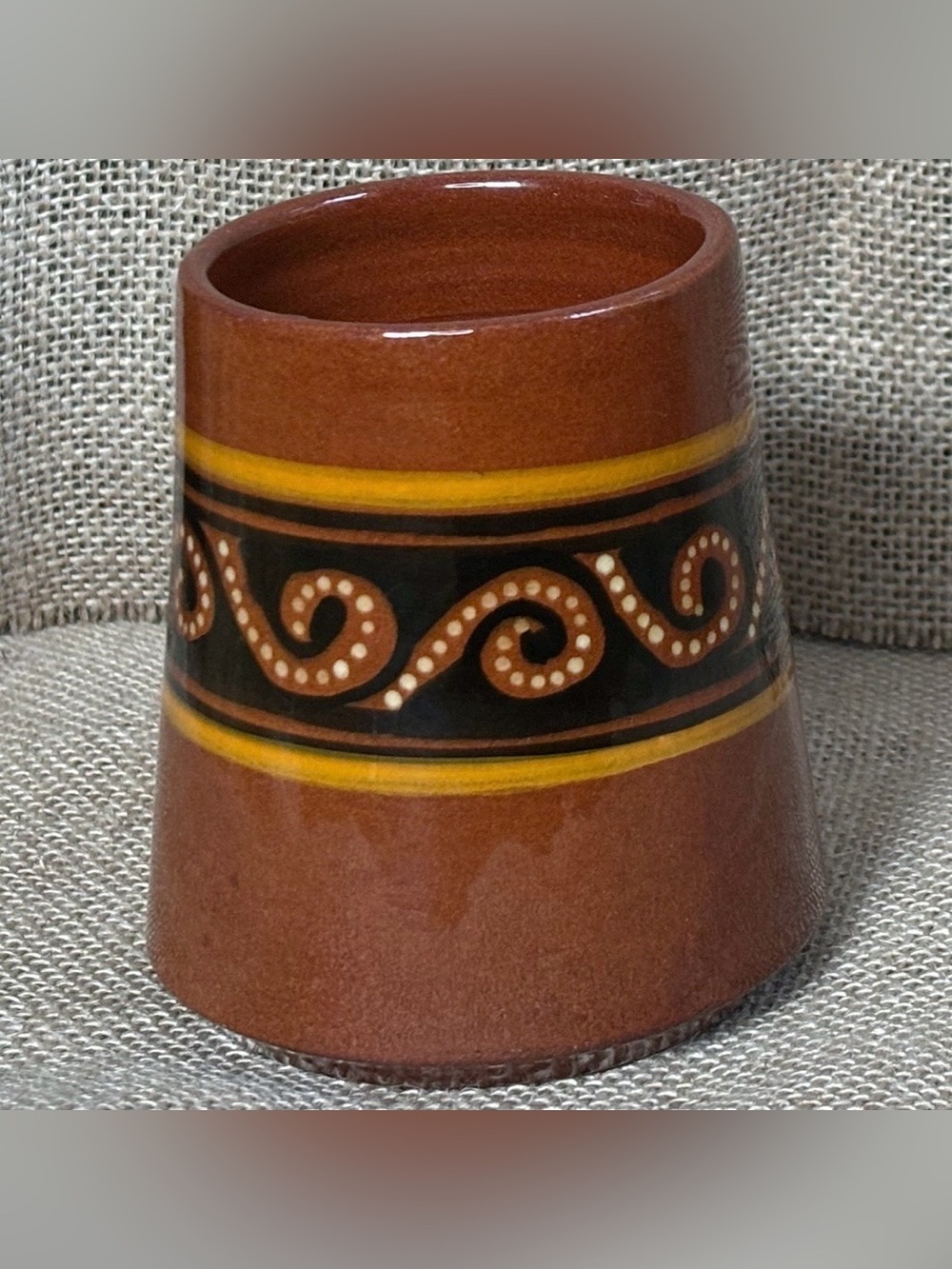 Handmade Brown Abstract Pottery Coffee Mug Cup Asymmetrical Rim Southwestern - Picture 4 of 7